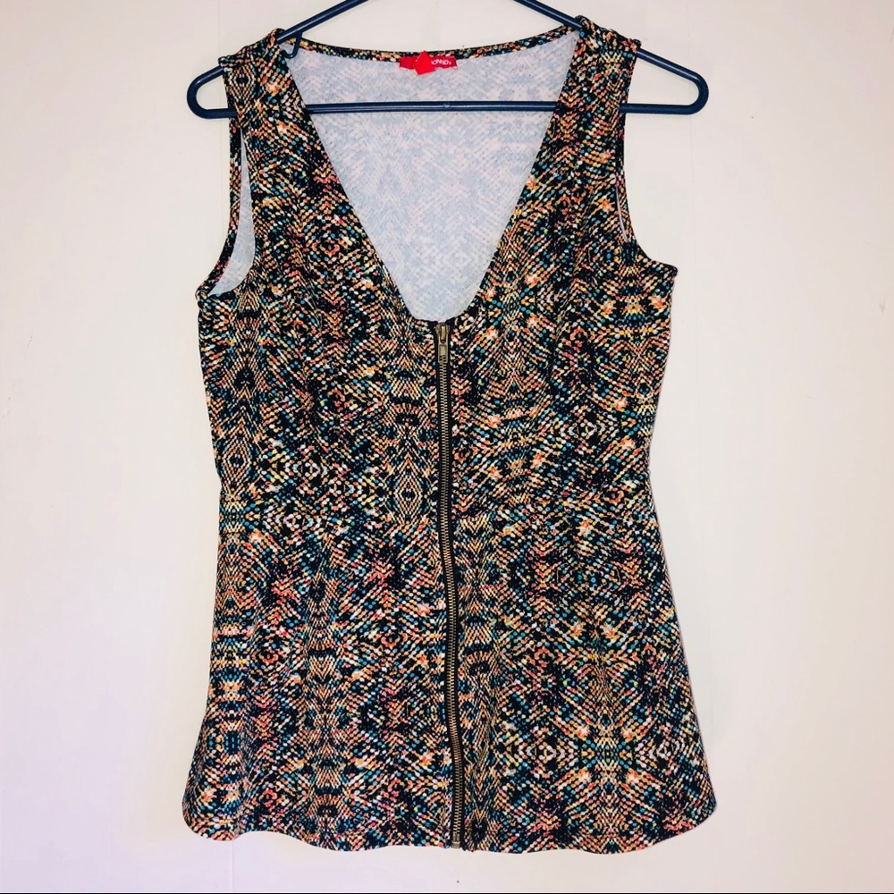 BONGO Zipper Peplum Style shirt snake design